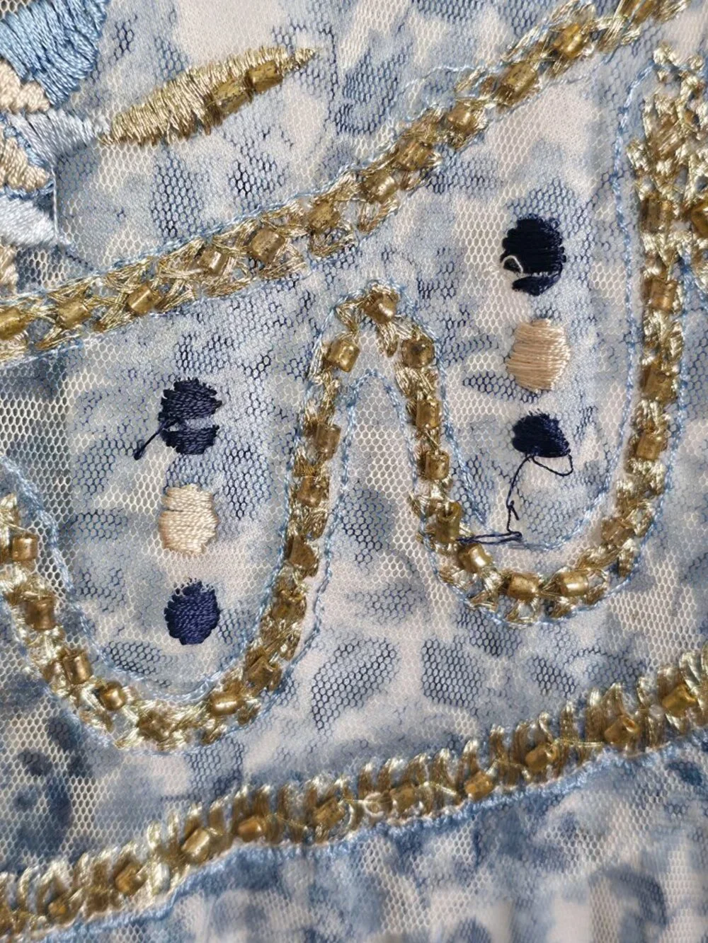 Free People Goldie Dress Porcelain Embroidered Beaded Floral Maxi NWT Size S